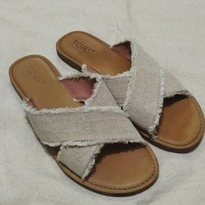 Toms Viv Natural Metallic Jute Slip On Sandals Size 9